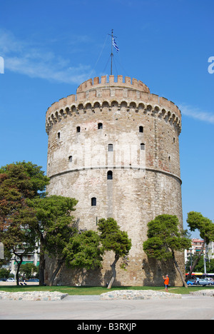 Das 16. Jahrhundert Weißen Turm von Thessaloniki - Waterfront, Thessaloniki, Chalkidiki, Zentralmakedonien, Griechenland Stockfoto