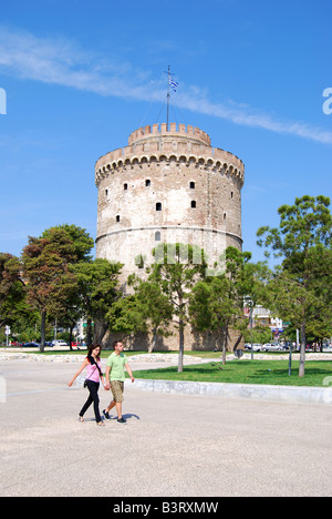 Das 16. Jahrhundert Weißen Turm von Thessaloniki - Waterfront, Thessaloniki, Chalkidiki, Zentralmakedonien, Griechenland Stockfoto