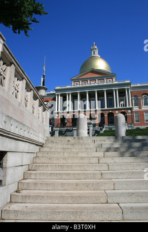 Treppe hinauf, das Massachusetts State House in Boston. Stockfoto
