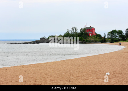 Marquette Michigan Upper Peninsula bis zum Lake Superior Harbor Lighthouse wunderschöne Landschaft niemand horizontal in den USA Hi-res Stockfoto