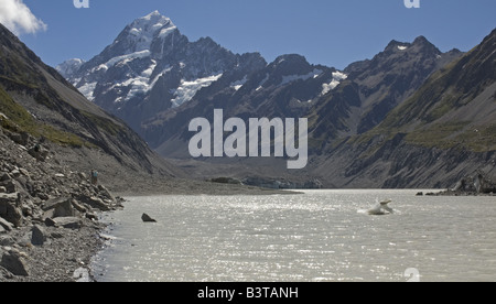 Hooker Fluss Gletschersee, Mt Cook National Park, Neuseeland Stockfoto