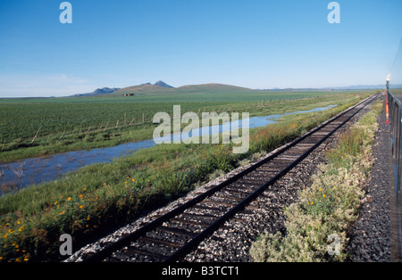 Mexiko, Staat Chihuahua. Die Chihuahua-Pacifico-Bahn führt durch üppige Landschaft. Stockfoto