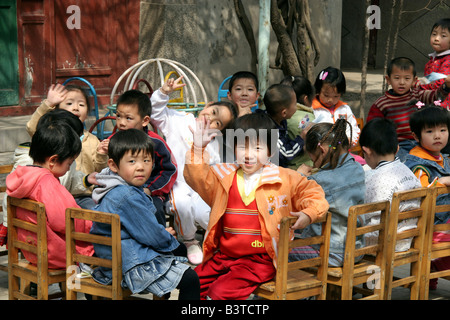 Asien, China, Beijing.Chinese Kindergarten klasse Hutongs von Peking. Stockfoto