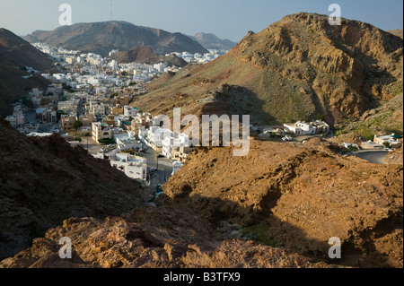 Oman, Maskat, Ruwi/Al Hamriyah. Ansicht von Ruwi / Al Hamriya von der Yiti-Straße / spät Nachmittag Stockfoto