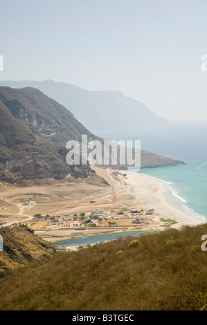 Oman, Dhofar-Region. Rakhhyut Dorf Stockfoto