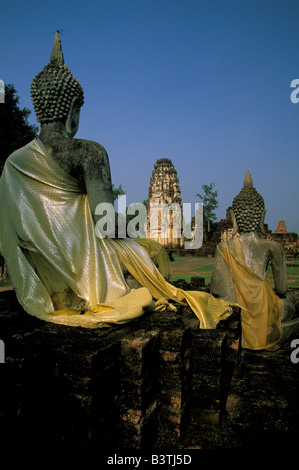 Thailand, Sukhothai. Buddha im Wat Phra Phai Luang. Stockfoto