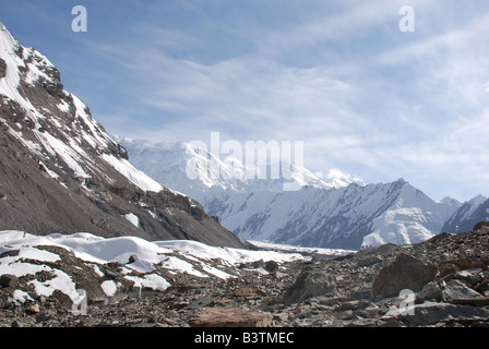 Südlichen Inylchek-Gletscher im Hochgebirge Tian Shen von Kirgisistan Stockfoto