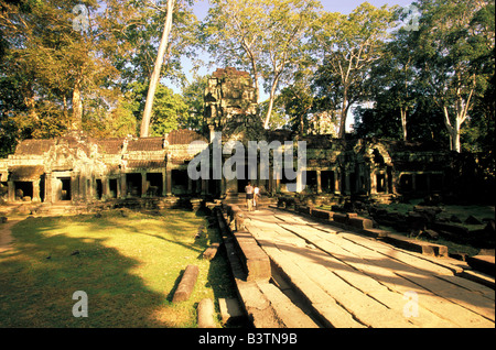 Asien, Kambodscha, Siem Reap. Ta Prohm, Westeingang. Stockfoto