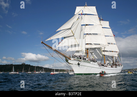 Start der großen Schiffe Rennen 2008 Pendennis Ausgangspunkt, Falmouth, Cornwall, UK Stockfoto