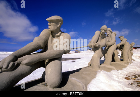 Fischer-Statue, Iles De La Madeleine, Quebec, Kanada Stockfoto