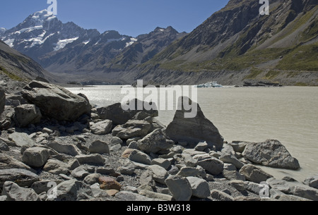 Hooker Fluss Gletschersee, Mt Cook National Park, Neuseeland Stockfoto