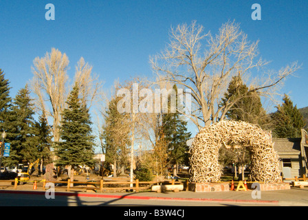 Elch Geweih Arch in Jackson Hole, Wyoming, USA Stockfoto