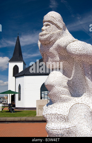 Scott von der Antarktis Denkmal Cardiff bay Stockfoto