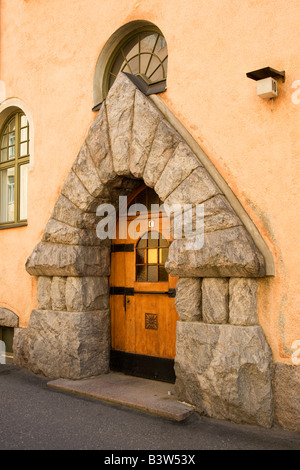 Detail der Genossenschaft Wohnung Jugendstilgebäude, "Norma" (1904) im Stadtteil Katajanokka Helsinki, Finnland Stockfoto