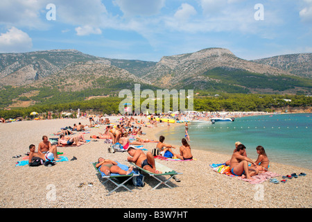 Kroatiens bekannteste Strand das Goldene Horn (Zlatni Rat) in der Nähe von Bol auf der Insel Brac Stockfoto