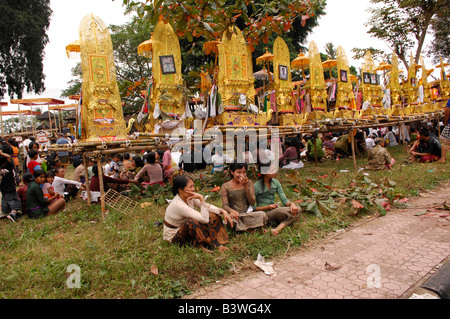 Masse Einäscherung Zeremonie, Gianyar, Insel Bali, Indonesien Stockfoto