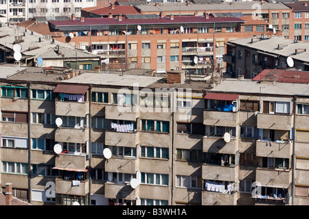 Ein Blick über serbische Sied Ethnicaly Divaded Stadt von Kosovska Mitrovica, Kosovo Stockfoto