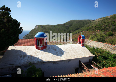 GRIECHENLAND SPORADEN KYRA PANAGIA BLICK VOM GRIECHISCHEN ORTHODOXEN KLOSTER Stockfoto