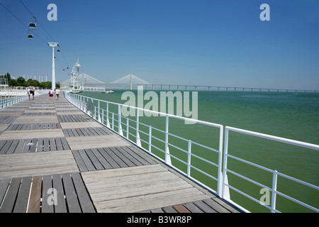 Seilbahn Teleferico Ponte Vasco de Gama im Parque Das Nacoes oder und Park der Nationen, Lissabon, Portugal. Stockfoto