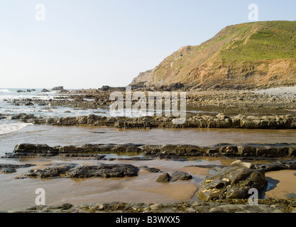 Die einsamen Welcombe Mund Strand in North Devon, England UK Stockfoto