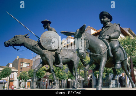 Don Quijote Sancho Panza Statue in Alcazar de San Juan Castilla La Mancha Spanien Stockfoto