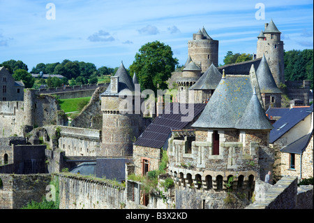 Mittelalterliche Burg 13. Jahrhunderts-Fougères Brittany France Stockfoto