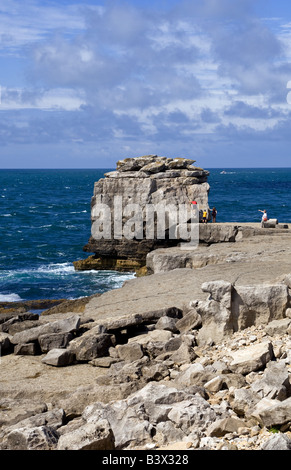 Eine berühmte Stein bei Portland Bill in Dorset Felsvorsprung Preikestolen Stockfoto