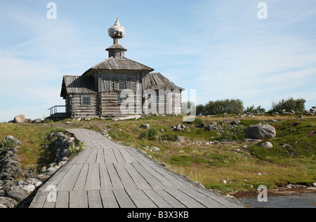 St Andrew Church auf den Zayatsky Inseln in der Nähe der Solovetsky Inseln im Weißen Meer, Russland Stockfoto