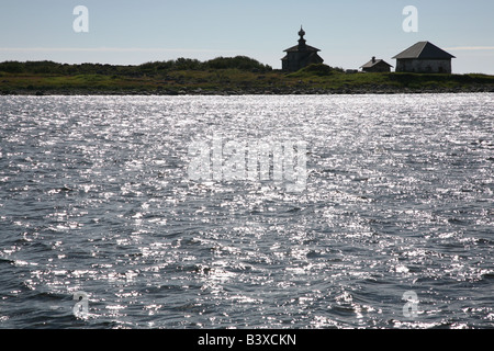 St Andrew Church auf den Zayatsky Inseln in der Nähe der Solovetsky Inseln im Weißen Meer, Russland Stockfoto