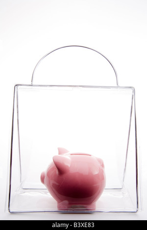 Piggy Bank In einer Tasche Stockfoto