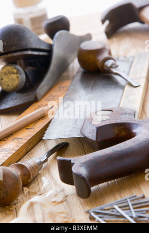 Altmodische Werkzeugsortiment Stockfoto