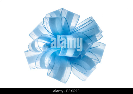 Blaue Schleife weiß Stockfoto