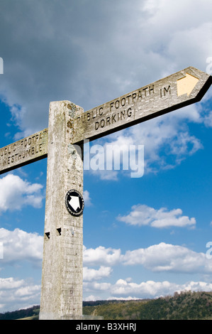 Wegweiser für Spaziergänger und Wanderer in Surrey, Großbritannien Stockfoto