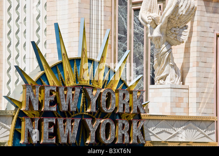 Ortseingangsschild an der New York New York Hotel und Casino in Las Vegas Nevada Stockfoto