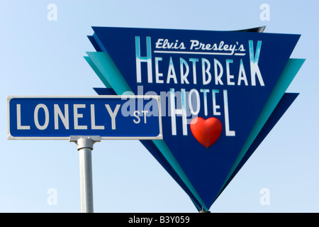 Heartbreak Hotel-Schild an Lonely Street Memphis Tennessee USA Stockfoto