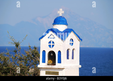 Am Straßenrand Kirche Schrein, Halbinsel Sithonia, Chalkidiki, Zentralmakedonien, Griechenland Stockfoto