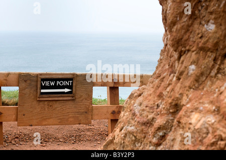 Komische Zeichen liest "View Point" entlang der Klippe zu Fuß. Giants Causeway, Nordirland Stockfoto