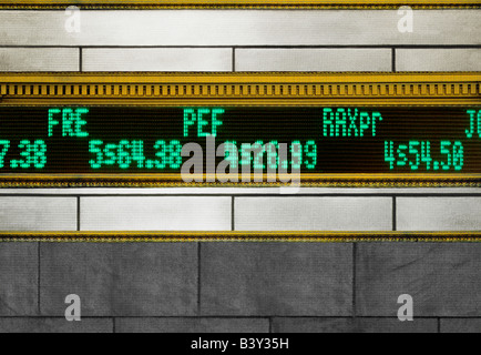 Elektronisches Börsenamt. Börsendaten der New Yorker Börse an der Wall Street USA. Stockfoto