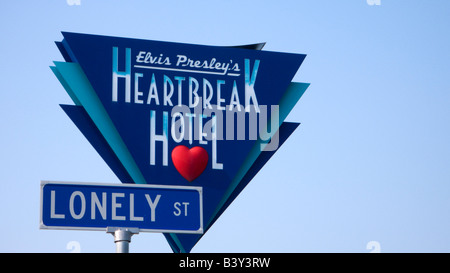 Heartbreak Hotel-Schild an Lonely Street Memphis USA Stockfoto