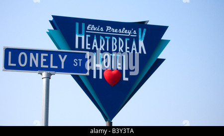 Heartbreak Hotel-Schild an Lonely Street Memphis USA Stockfoto