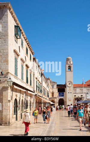 Haupt Straße Stradun in der Altstadt von Dubrovnik, Kroatien, Osteuropa Stockfoto