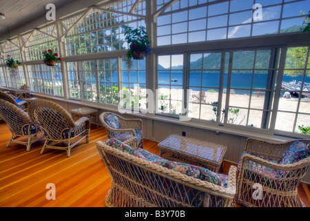 Wohnzimmer im Lake Crescent Lodge Olympic Nationalpark Washington Stockfoto