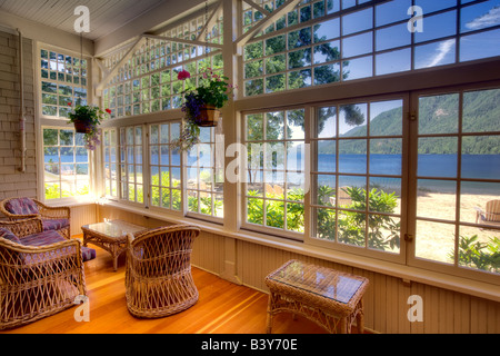 Wohnzimmer im Lake Crescent Lodge Olympic Nationalpark Washington Stockfoto