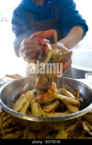 Foto von einem frisch gekochten Krabben am Fishermans Wharf in San Francisco Stockfoto