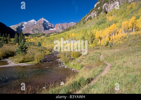 Nordamerika - USA - Colorado - Rocky Mountains - Maroon Bells in der Nähe von Aspen CO. Stockfoto