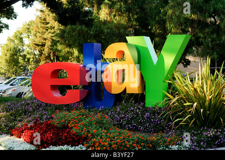 eBay-Schild am Stammsitz des Unternehmens in San Jose Stockfoto