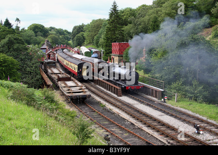 Dampfmaschinen in Goathland Station, North Yorkshire, England, U.K Stockfoto