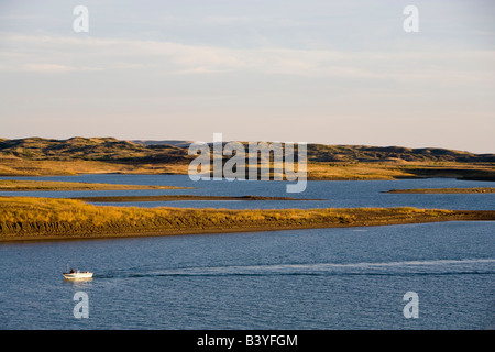 Angelboot/Fischerboot in Fort Peck Reservior in Montana Stockfoto