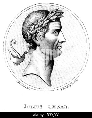 Caesar, Gaius Julius, 13.7.100 - 15.3.44 BC, römischer Politiker und General, Porträt, Kupferstich von E.Harding jr. Nach der alten Münze,, Artist's Urheberrecht nicht gelöscht werden Stockfoto