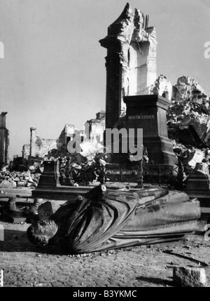 Nachkriegszeit, Dresden, Denkmal, Martin Luther, 1945, Stockfoto